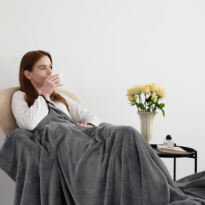 Kuscheldecke XXL 220x240 cm Flanell Grau - Weich & Warm für 4 Jahreszeiten