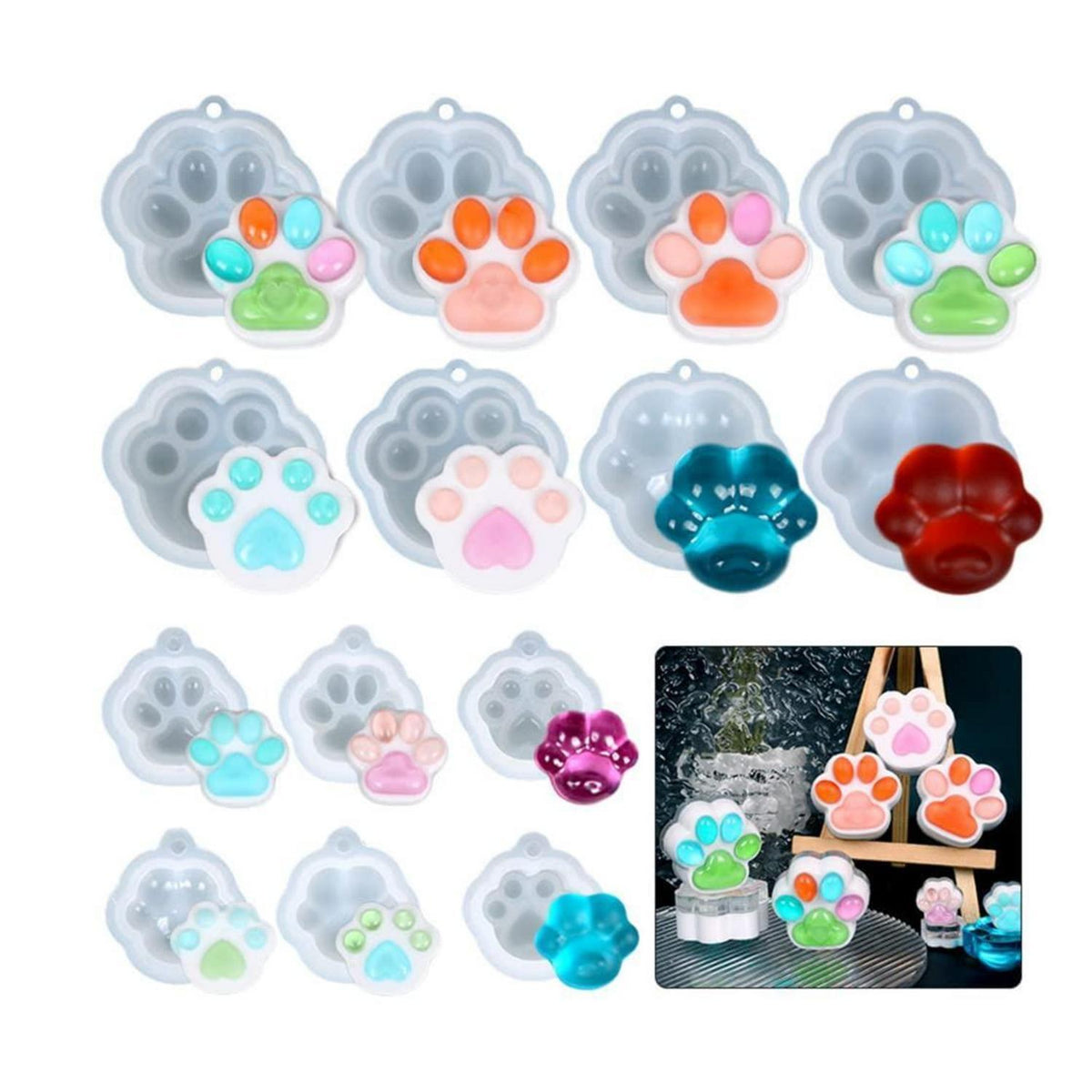 14x Katzenpfoten Epoxidharz Formen Set für Schmuck & DIY