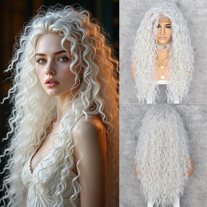 Lockige Blonde Synthetische Perücke mit Lace Front 26 Zoll