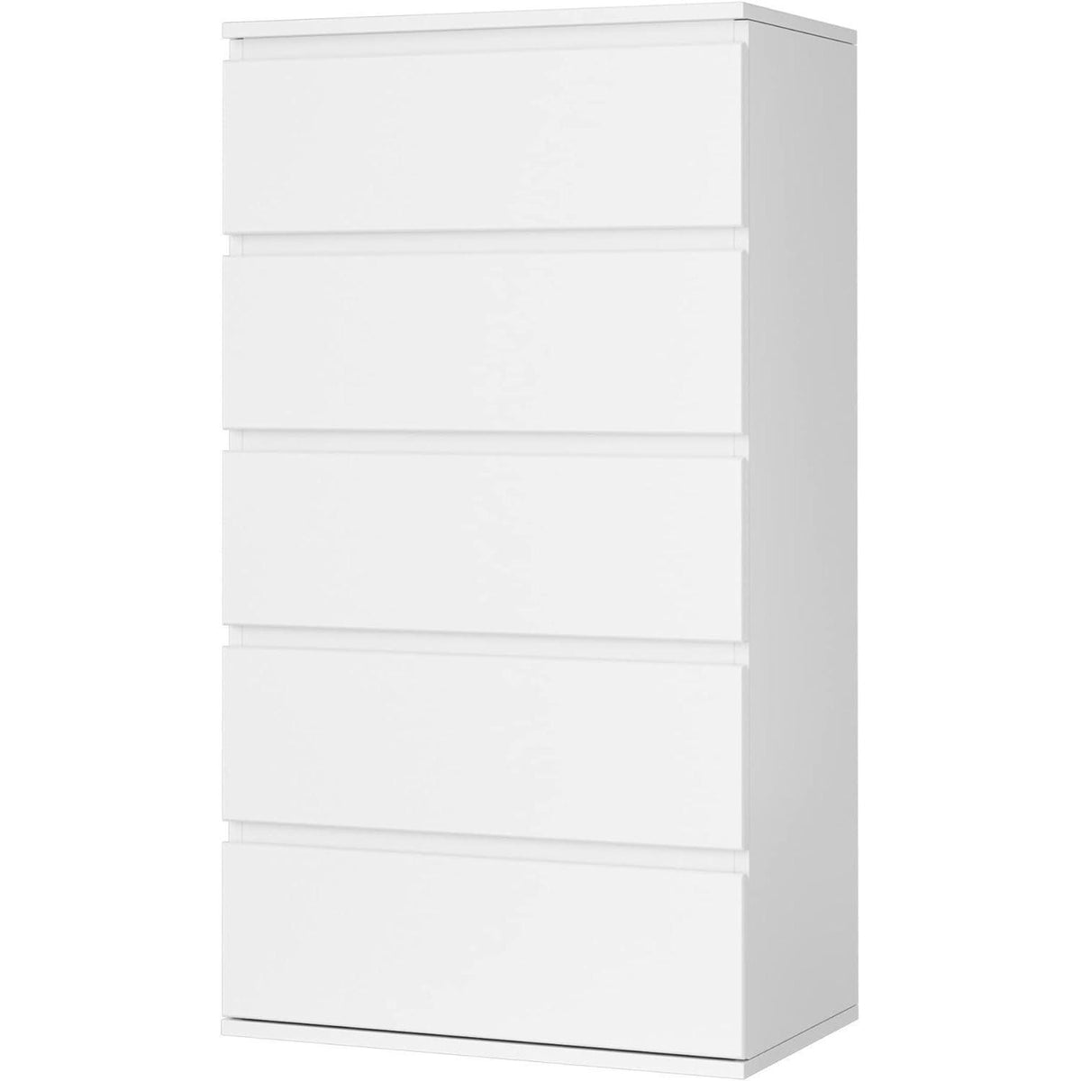 Weiße Kommode mit 5 Schubladen – Schmaler Schubladenschrank für Schlafzimmer