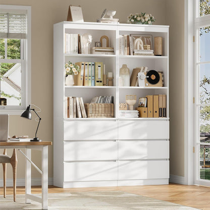 Bücherregal mit 3 Schubladen & Fächern – 180cm Weiß
