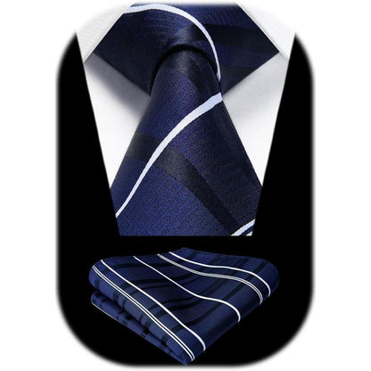 Krawatten & Einstecktuch Set Herren Dunkelblau Gepunktet Elegant