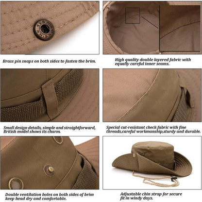 Boonie Hut Herren Damen mit UV Schutz, faltbar, Khaki