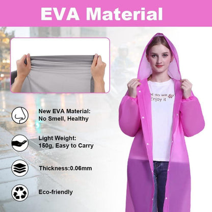 Regenponcho 2er Set Wiederverwendbar Transparent Unisex Pink