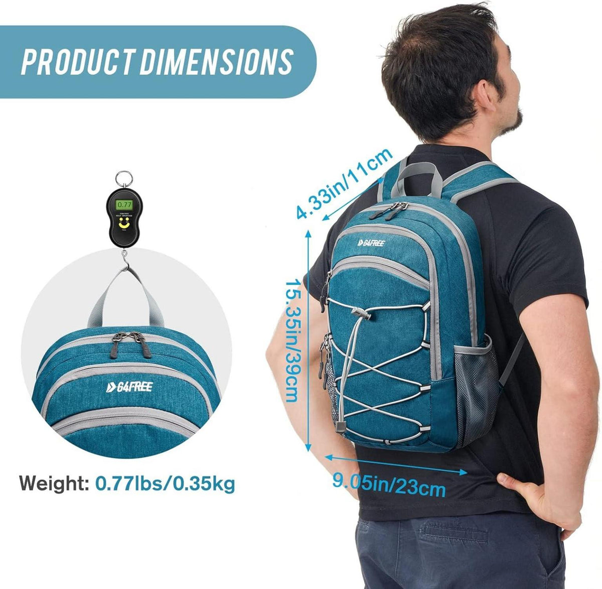 Leichter 12L Rucksack RFID-Blockierung Sicherheitspfeife - Blau