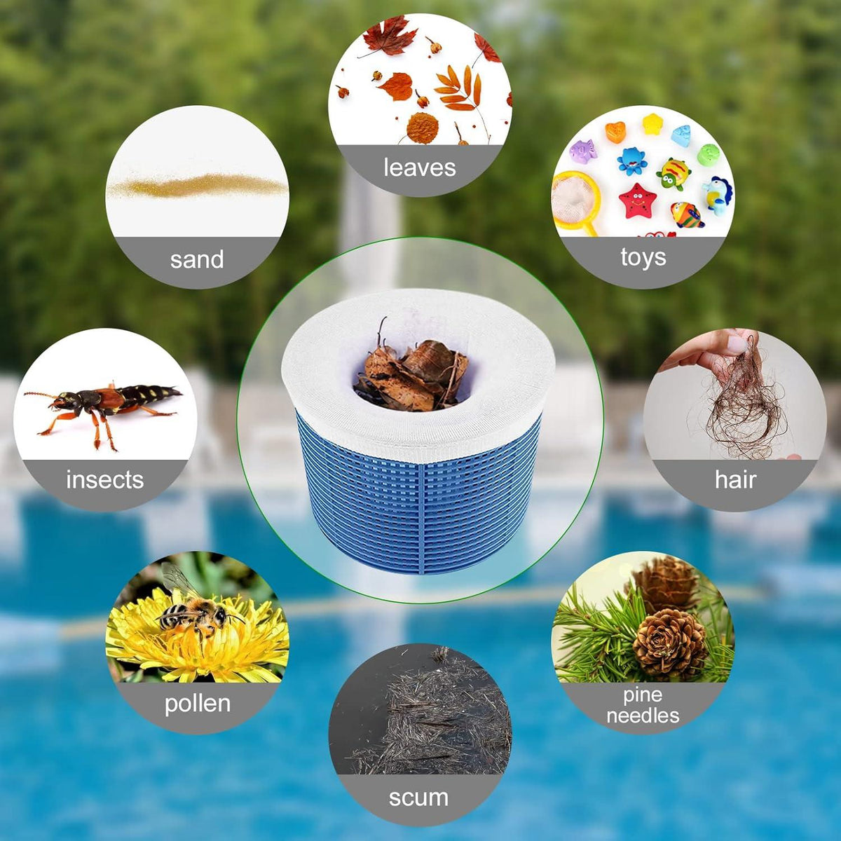 flintronic 22er Pack Pool Skimmer Socken für Skimmerkorb, Wiederverwendbar & hochwertiges Nylonnetz