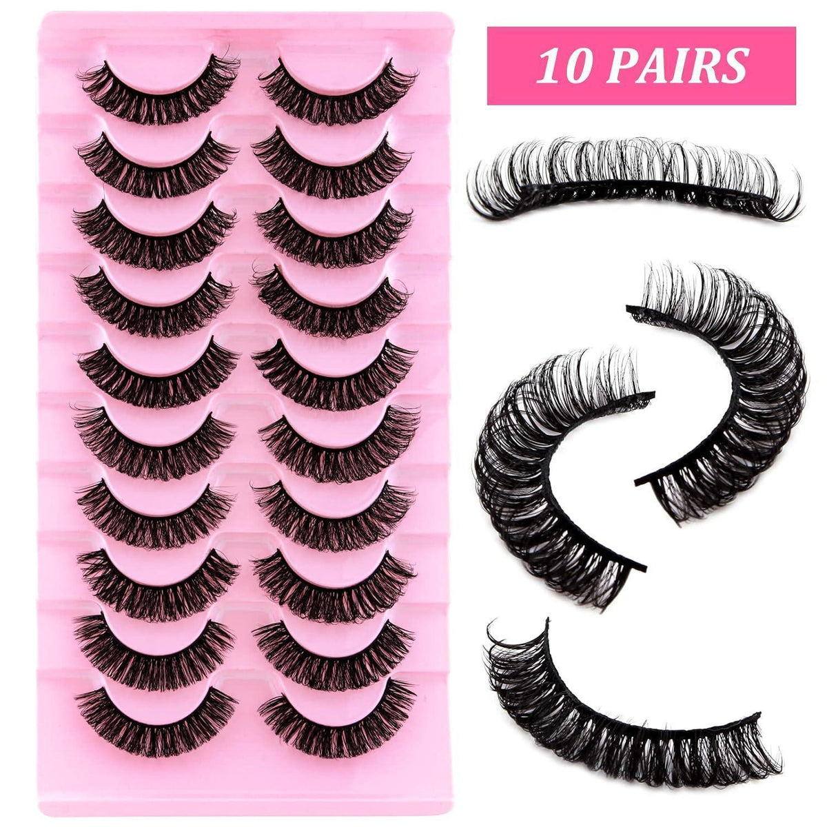10 Paar Russian Volume Wimpern D Curl Cat Eye