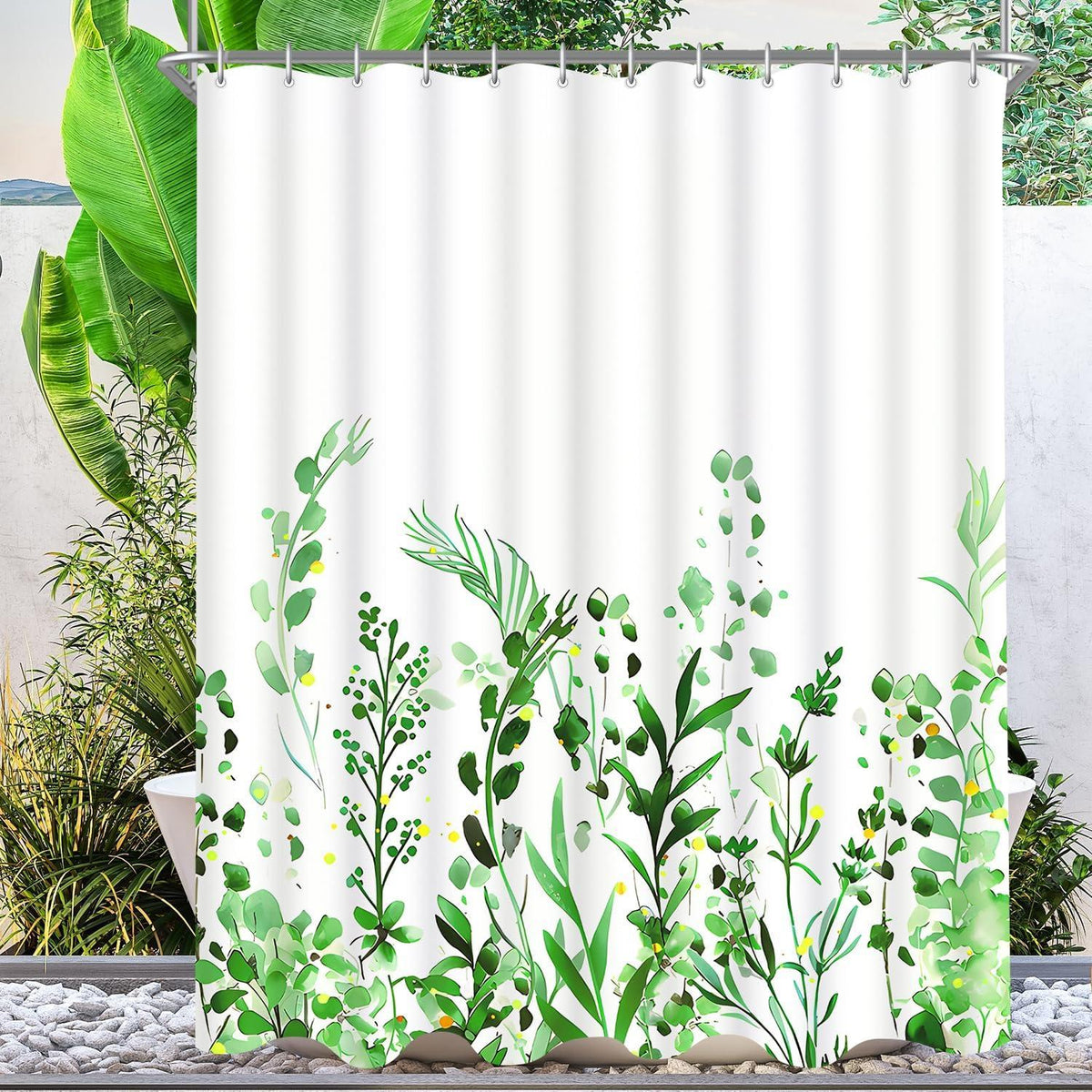 Duschvorhang Blumenmuster 200x200cm Antischimmel Wasserdicht 12 Haken