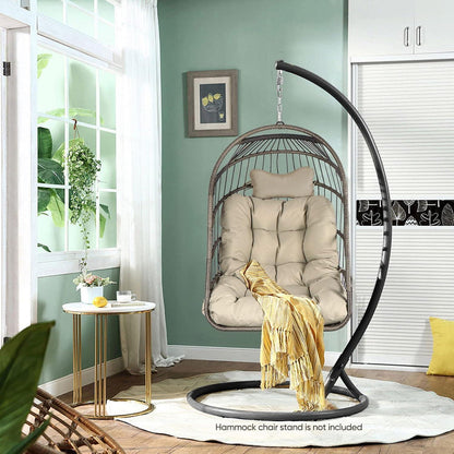 Faltbarer Rattan Hängesessel mit Kissen – Grau