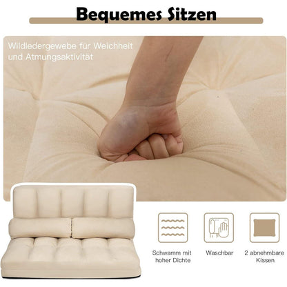 2-Sitzer Bodensofa mit Schlaffunktion & 6-stufiger Verstellung
