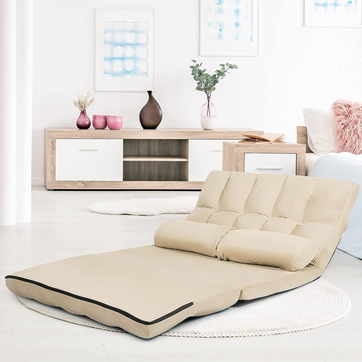 2-Sitzer Bodensofa mit Schlaffunktion & 6-stufiger Verstellung