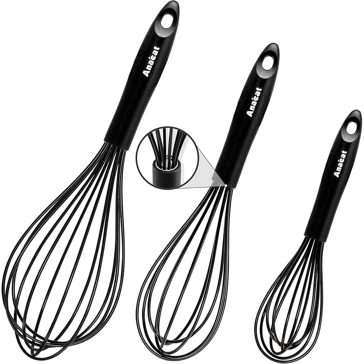 Silikon Schneebesen Set 3er – Hitzebeständig & Antihaft-Kochgeschirr