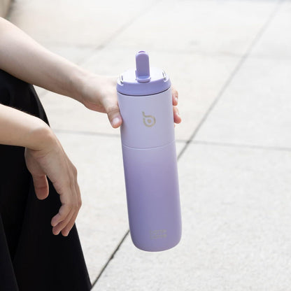 Isolierte Trinkflasche 680ml mit Strohhalm und Griff doppelwandig