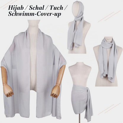Chiffon Schal Damen leicht weich für Abendkleider Hochzeit Braut Silber Grau