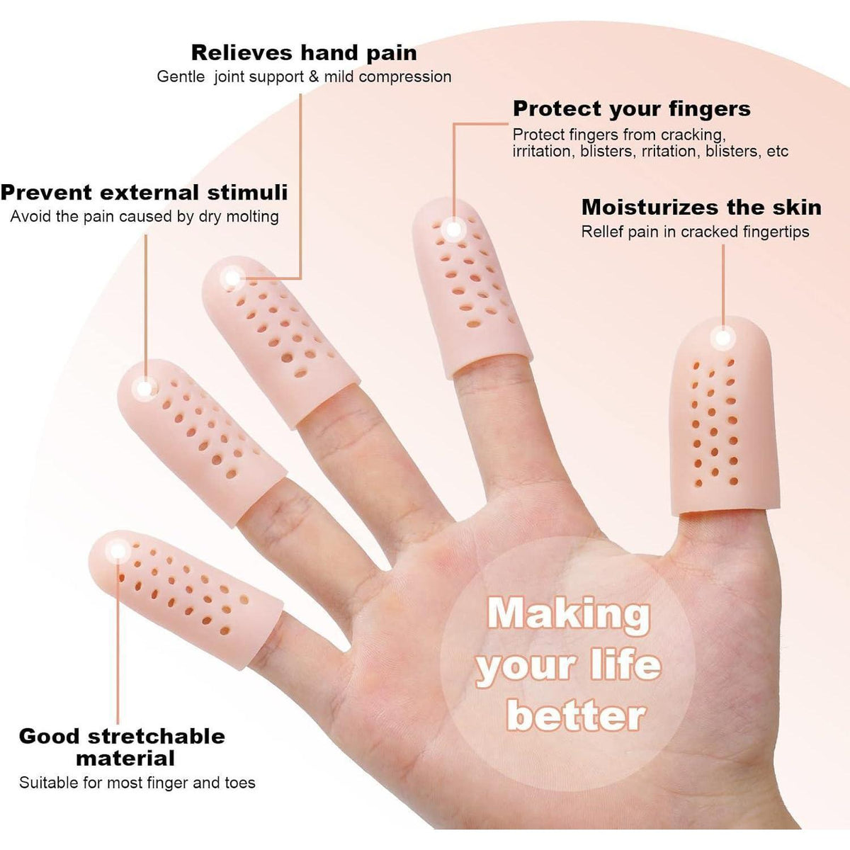 Silikon Fingerschutz Gel Fingerlinge atmungsaktiv beige
