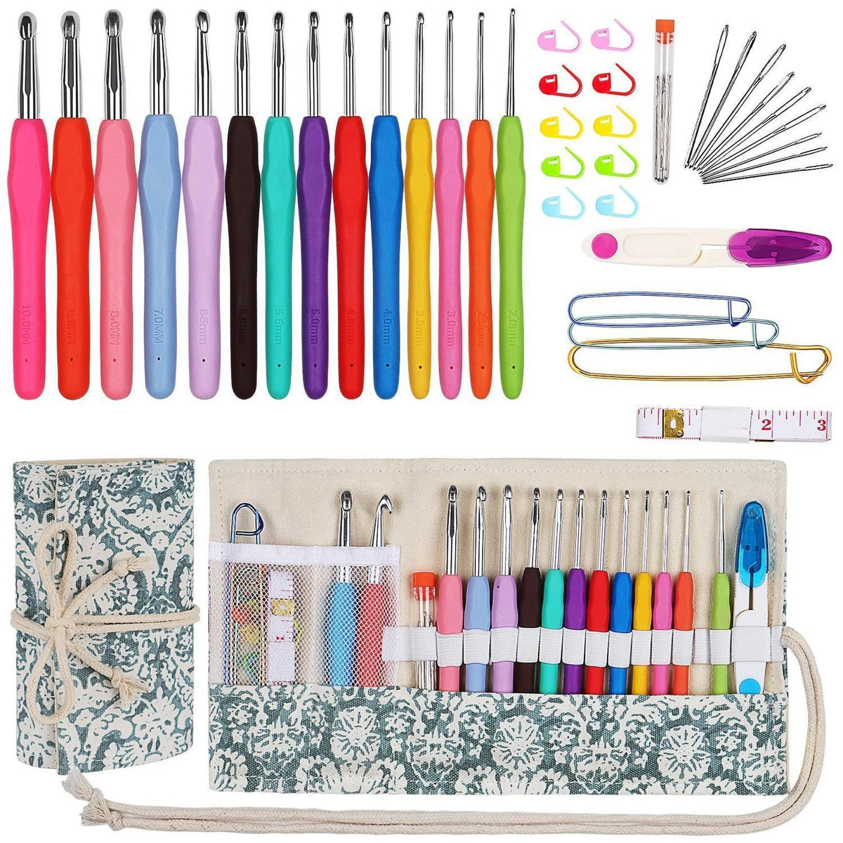 Häkelnadel Set Aluminium – 36 Teile mit Zubehör & Tasche