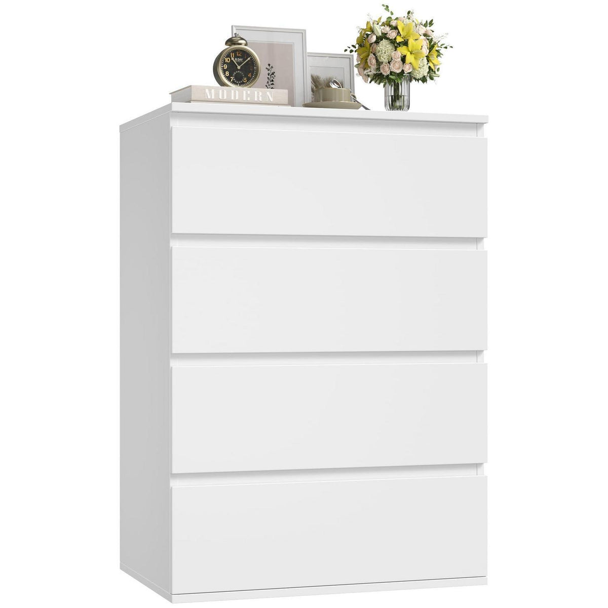 Weiße Kommode mit 4 Schubladen – 60x40x80cm, Schlafzimmer Sideboard