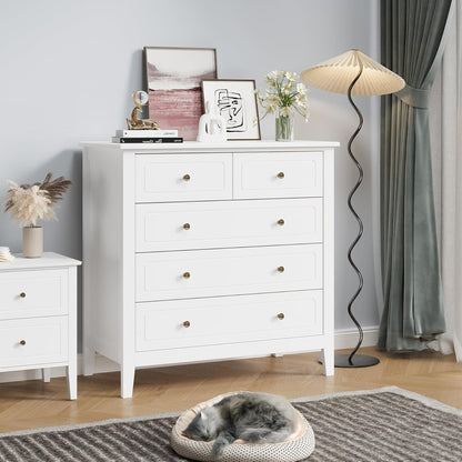 Weiße Kommode mit 5 Schubladen – Schlafzimmer Sideboard 80x40x80cm