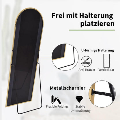 Gewölbter Standspiegel Gold 161 x 52 cm – Ganzkörper Spiegel