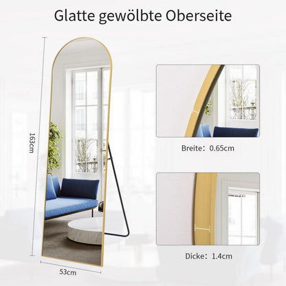 Gewölbter Standspiegel Gold 161 x 52 cm – Ganzkörper Spiegel