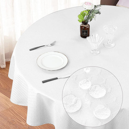 Runde Tischdecke 150 cm – Weiß, Knitterfrei & Wasserabweisend