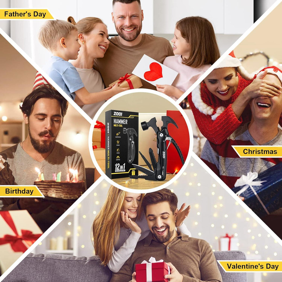 Multitool ZOOI 12-in-1 Camping Zubehör Männer Geburtstag Weihnachtsgeschenk