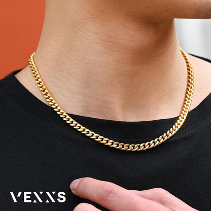 Herren Panzerkette 18K Gold beschichtet Cuban Miami Gliederkette