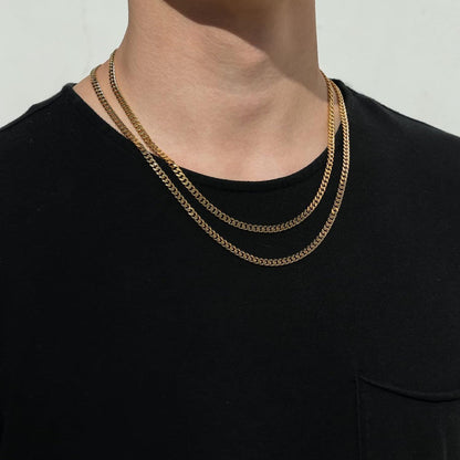 Herren Panzerkette 18K Gold beschichtet Cuban Miami Gliederkette
