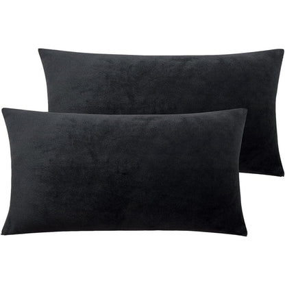 2er Set Samt Kissenbezüge 40x80 Anthrazit Kuschelig & Warm