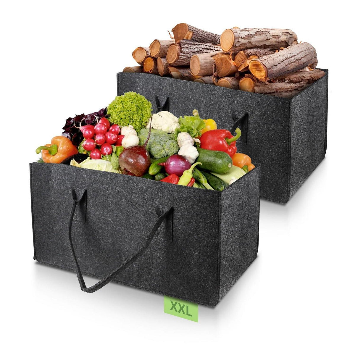 Filztasche XXL 61x32x32cm - 2er Set Dunkelgrau