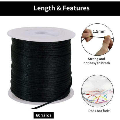 Nylonschnur Schwarz 1,5mm – Satinschnur für Schmuck & Basteln