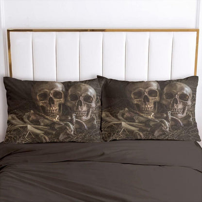 Totenkopf Bettwäsche Set 135x200cm - 4-teilig, Mikrofaser