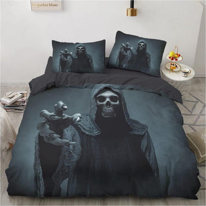 3D Schädel Bettwäsche Set 135x200 cm - Halloween Totenkopf