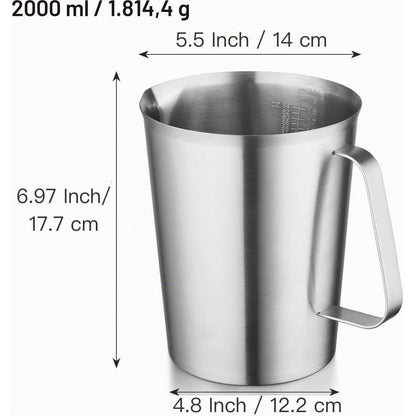 Edelstahl Messbecher 2000ml mit Ausguss – Präzise & Langlebig