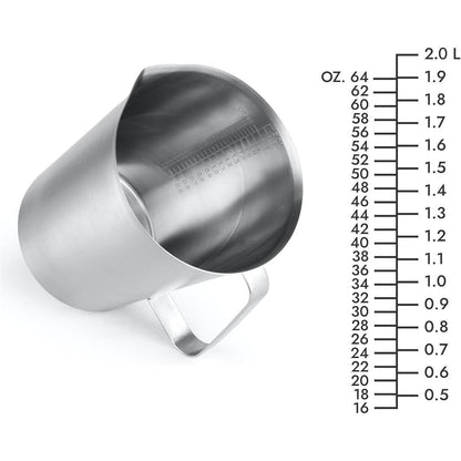 Edelstahl Messbecher 2000ml mit Ausguss – Präzise & Langlebig