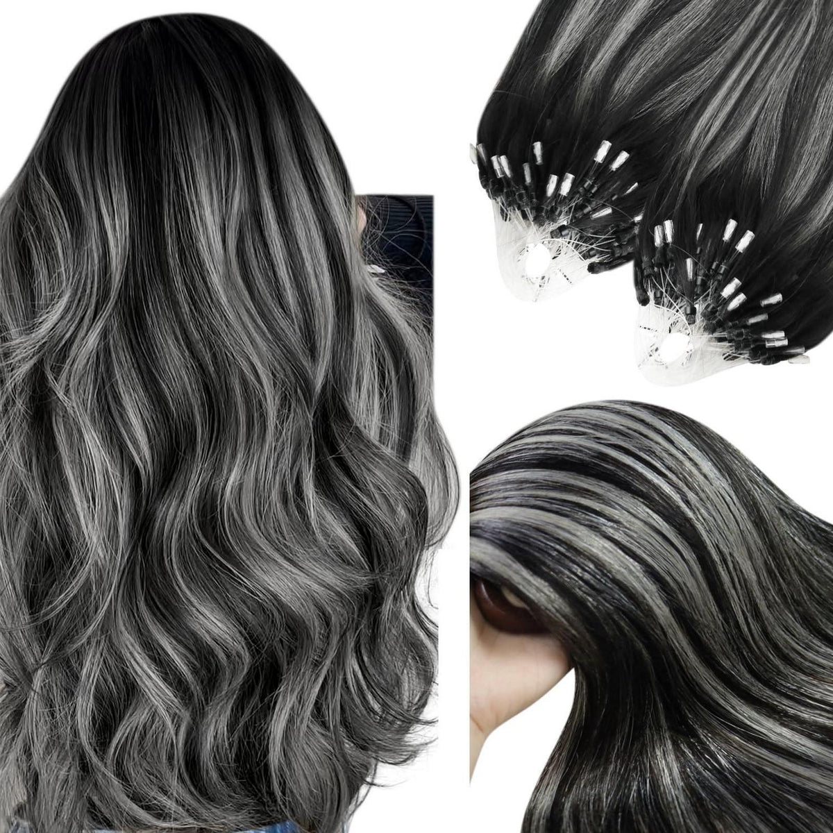 Echthaar Microring Extensions Balayage 45cm – 50g