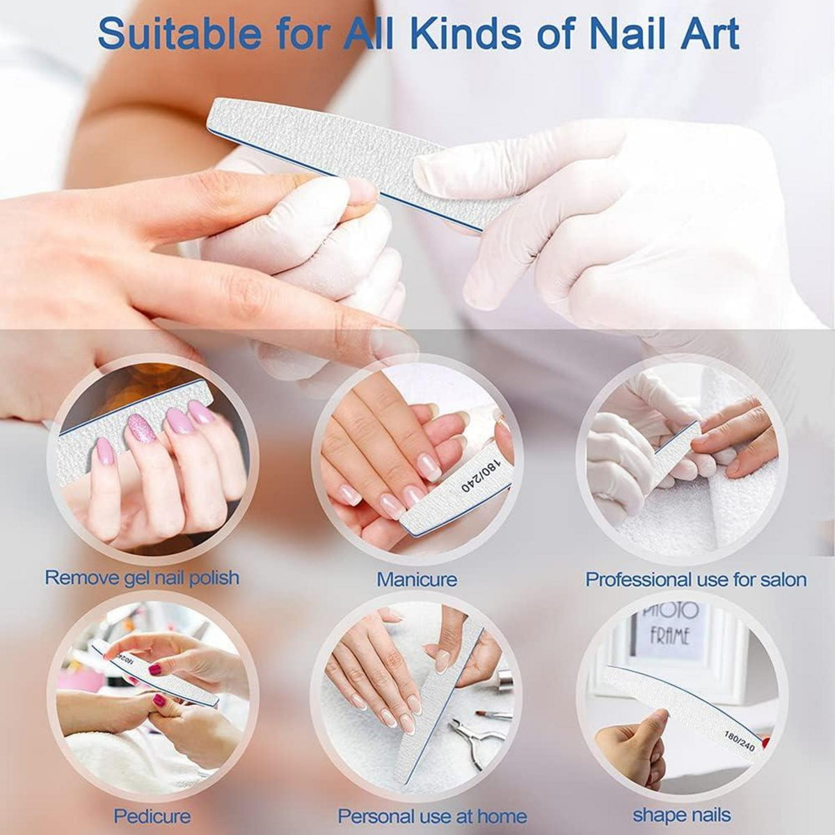 Nagelfeilen Set 50 Stück Professionelle 180/240 für Naturnägel