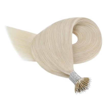 Echthaar Nano Ring Extensions Blond 60 cm – Platinblond