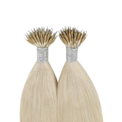 Echthaar Nano Ring Extensions Blond 60 cm – Platinblond