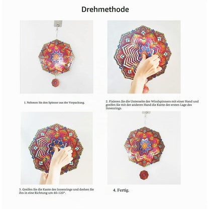 3D Edelstahl Windspiel – Kinetische Gartenkunst & Dekoration Rot