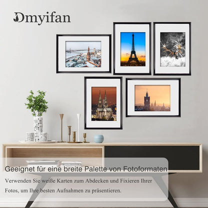 Schwarze Fotorahmen DIN A4 5er Set Plexi-Glas Portraitrahmen