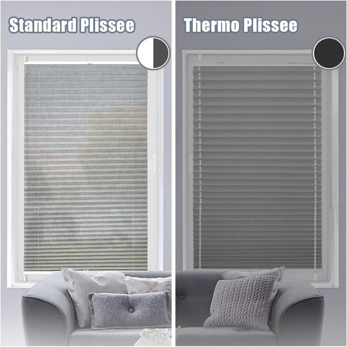 Verdunkelndes Plissee ohne Bohren Klemmfix Hellgrau 50x100 cm