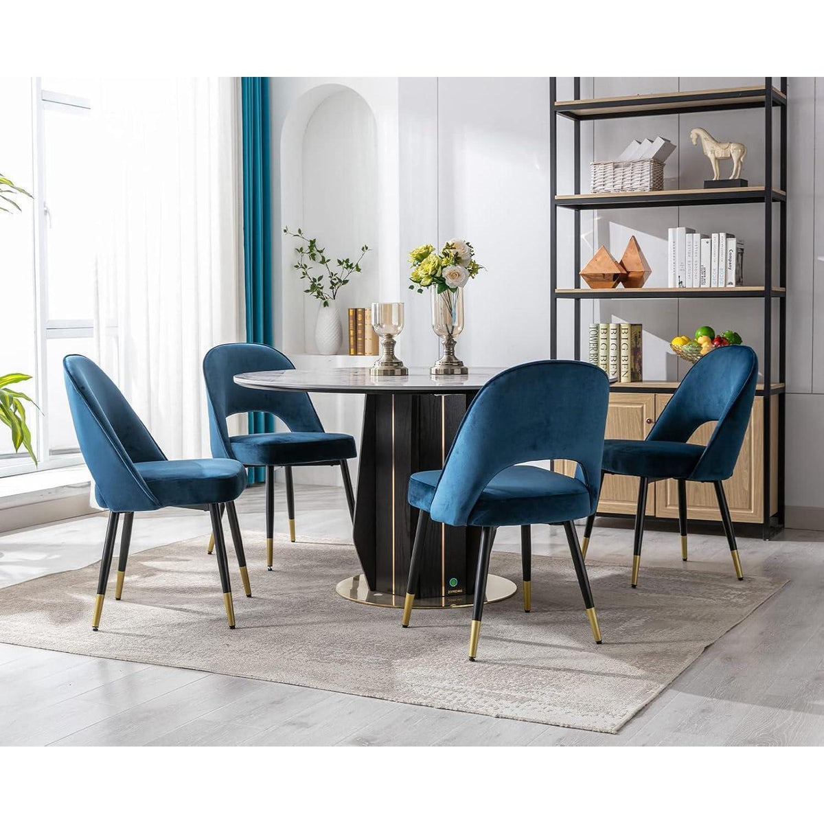 Samt Esszimmerstühle 4er Set – Modern & Komfortabel (Blau)