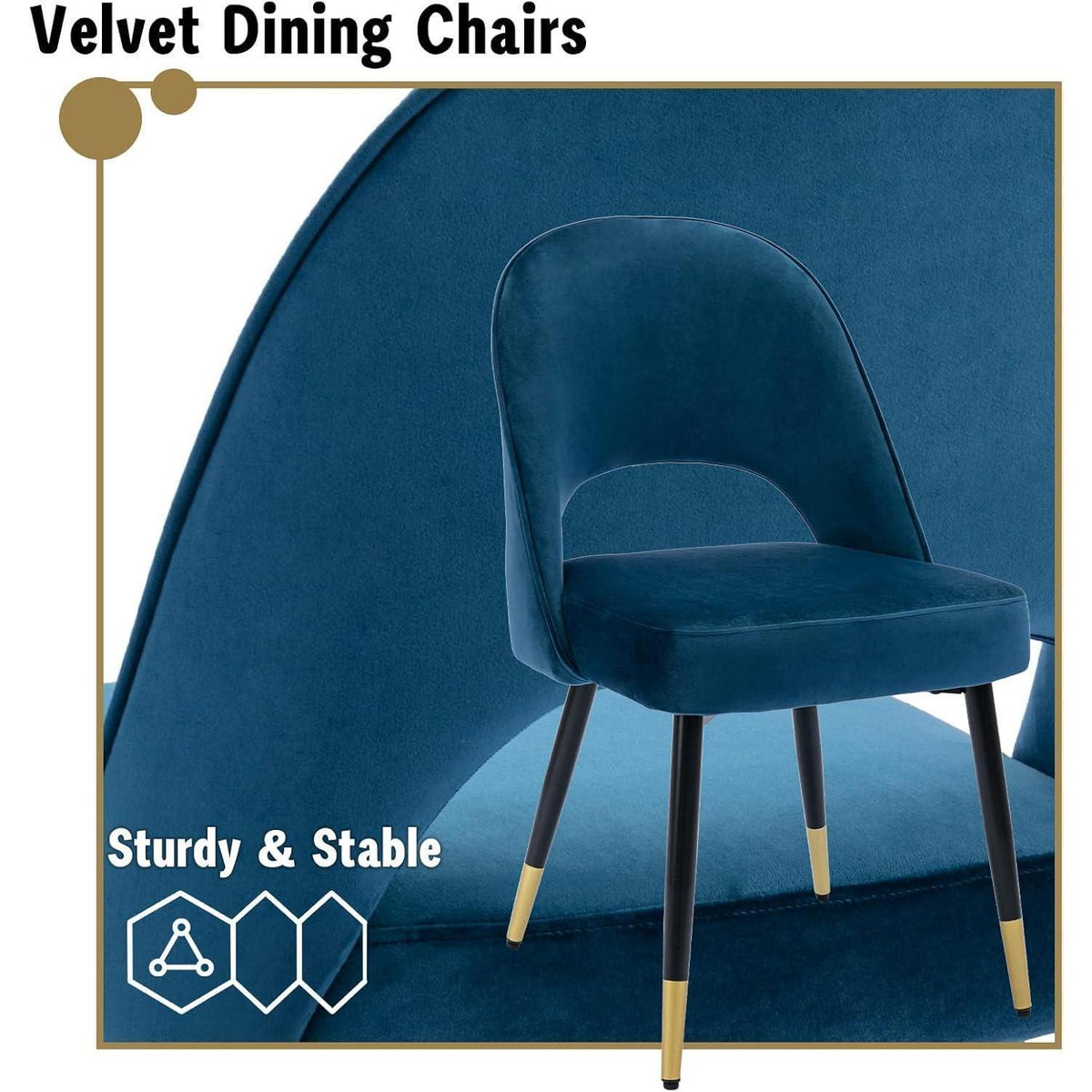 Samt Esszimmerstühle 4er Set – Modern & Komfortabel (Blau)