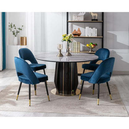 Samt Esszimmerstühle 4er Set – Modern & Komfortabel (Blau)