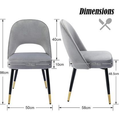 Samt Esszimmerstühle 2er Set – Modern & Komfortabel Grau