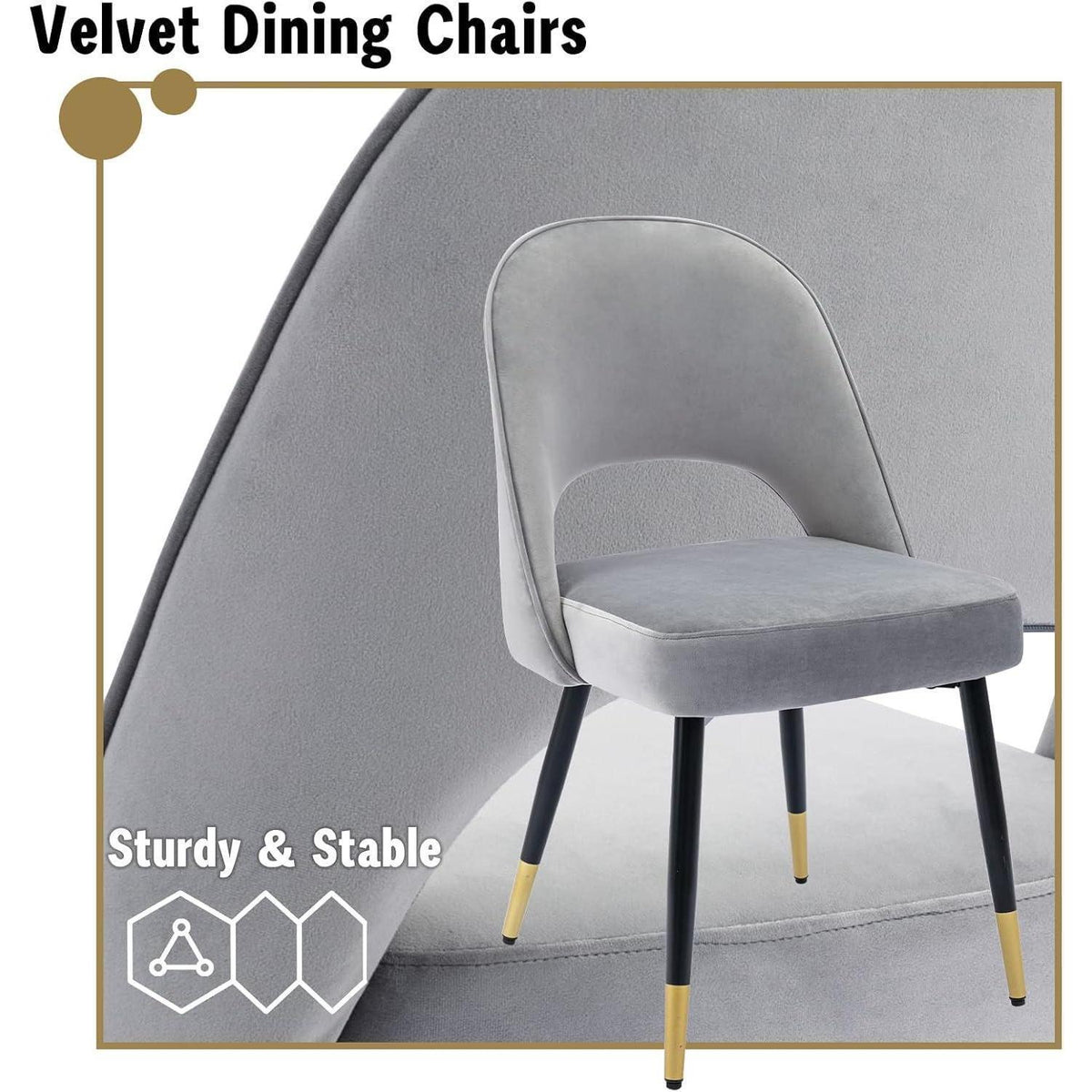 Samt Esszimmerstühle 2er Set – Modern & Komfortabel Grau