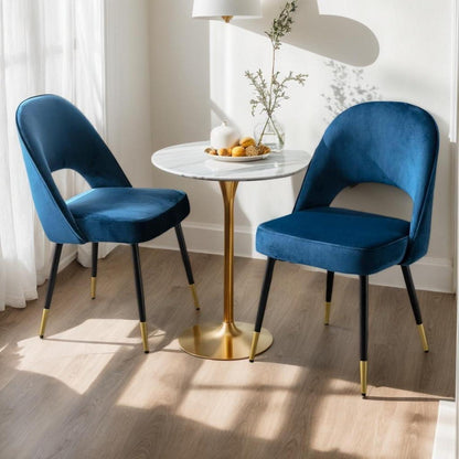 Samt Esszimmerstühle 2er Set – Modern & Komfortabel (Blau)