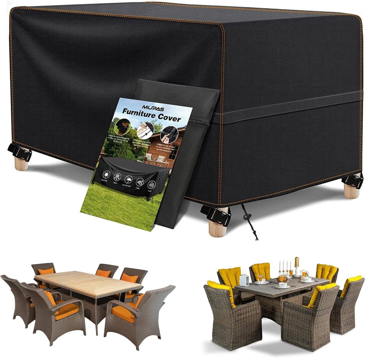 Schutzhülle Gartenmöbel 420D Oxford Schwarz 180x120x74cm