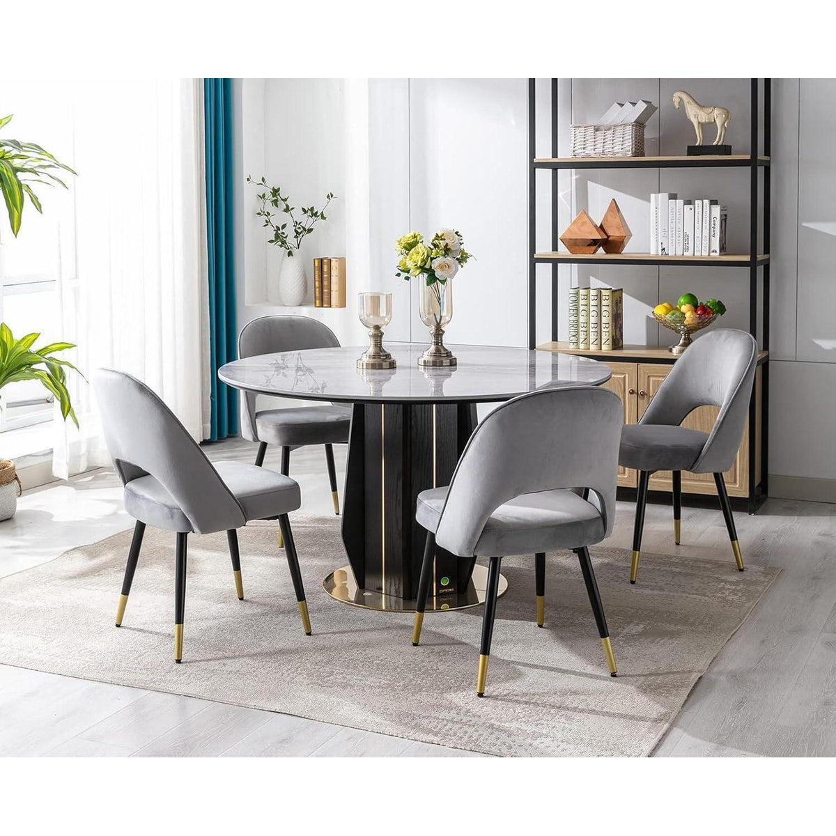 Samt Esszimmerstühle 4er Set – Modern & Komfortabel Grau